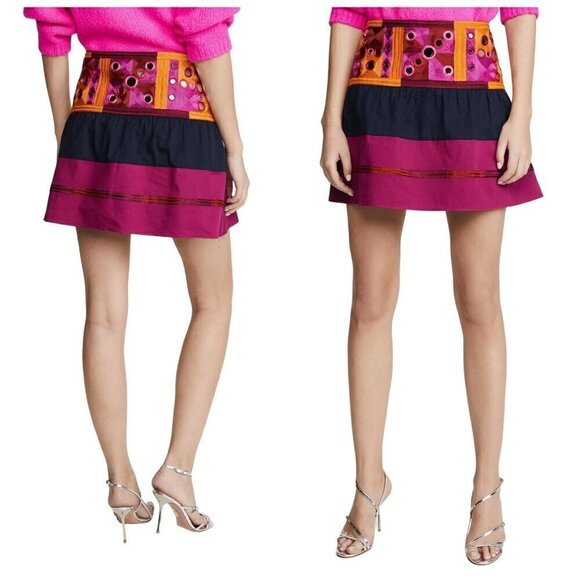 Figue Embroidered Mirrored Paillette Cora‎ Mini Skirt Size 10, NWT - Picture 2 of 13